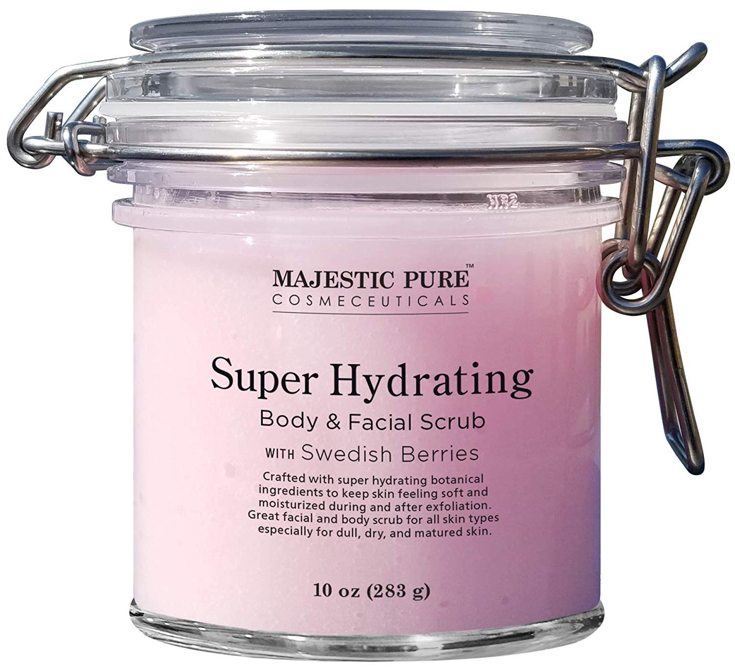 MAJESTIC PURE Super Hydrating Body and Facial Scrub - Gentle Scrub Exfoliates, Nourishes, and Moisturizes Face and Skin, with Swedish Berries Scent, 10 oz : Beauty