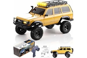 EAZYRC FMS Fcx18 1/18 Land Cruiser 80 Toyota RC Rock Crawler RTR 4x4 Off-Road Waterproof Hobby Grade RC Trucks All Terrains for Adults and Beginner(Yellow)