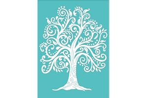OLYCRAFT 2pcs Self-Adhesive Silk Screen Printing Stencils Fancy Tree Pattern Mesh Transfers Stencil Reusable Silkscreen Stencil for Printing on Wood T-shirts Canvas Fabric - 19.5cmx14/7.7x5.5inch