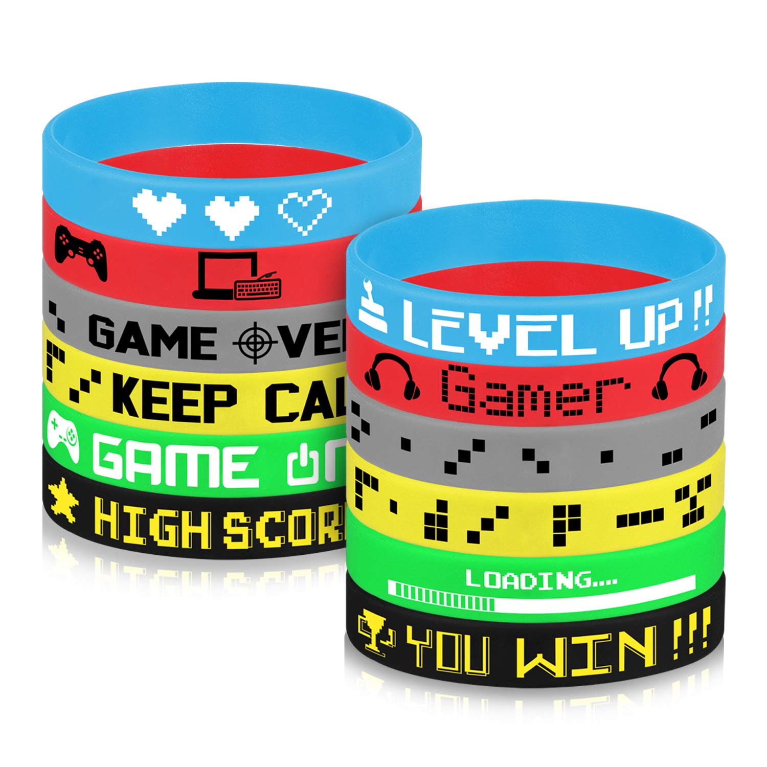TUPARKA 36 Pcs Video Game Silicone Wristbands Game Party Supplies for Birthday Party Baby Shower Party Favors, 6 Styles