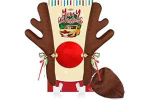 Car Reindeer Antler Kit Nose and Tail, Reindeer Christmas Decoration for Car Window Roof-Top & Front Grille,Christmas Reindeer Antlers Auto Decoration Set for Car SUV Van Truck by Hydencamm