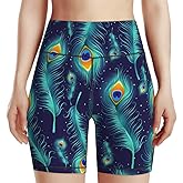 Tropical Leave Flower Butterfly Women's High Waist Yoga Shorts Biker Shorts Workout Athletic Running Hiking Gym