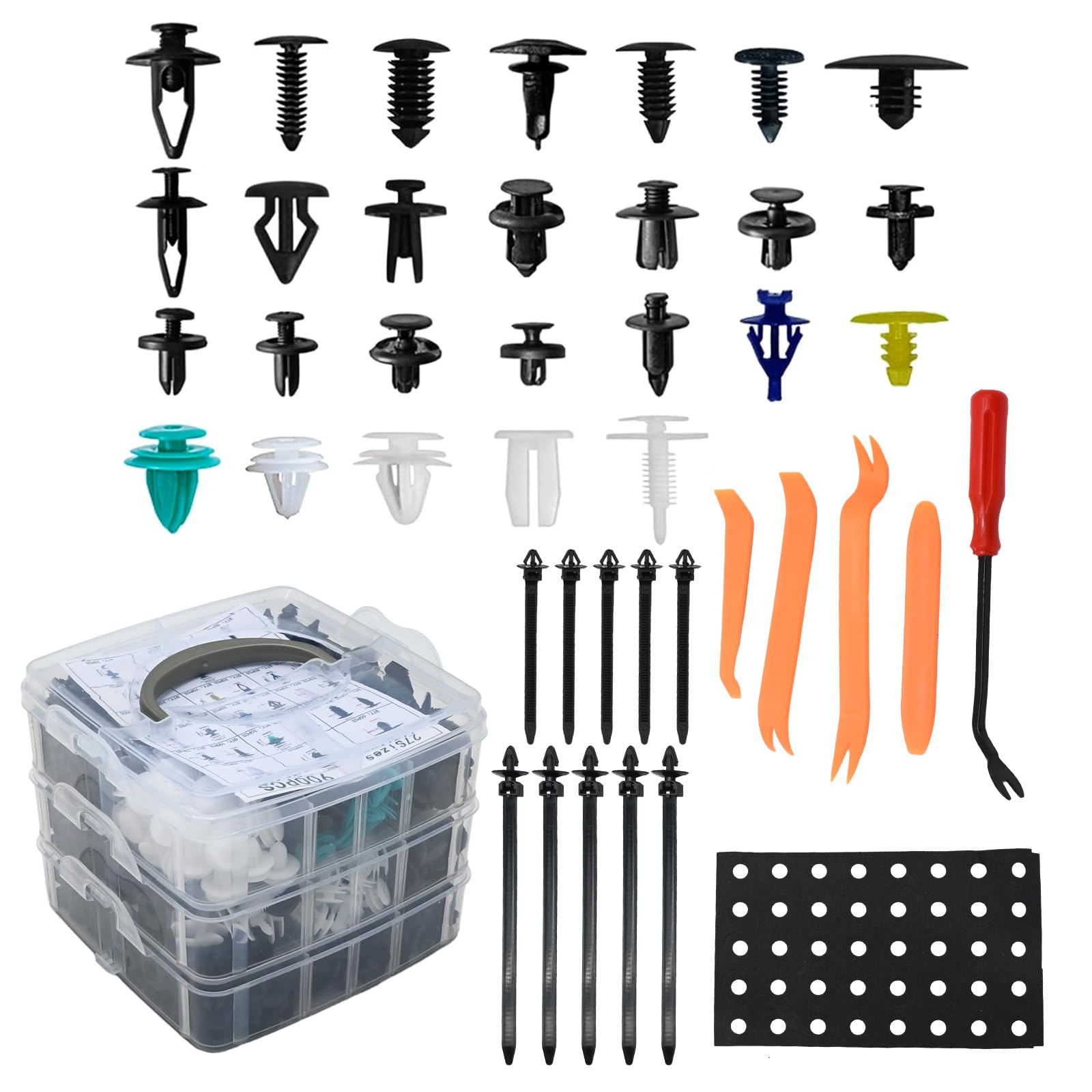 Photo 1 of 955Pcs Car Retainer Clips, Car Bumper Retainer Clips with Fastener Remover, Auto Push Pin Rivets Set, Door Panel Clips Replacement for Ford GM Toyota Honda BMW Benz Audi Mazda