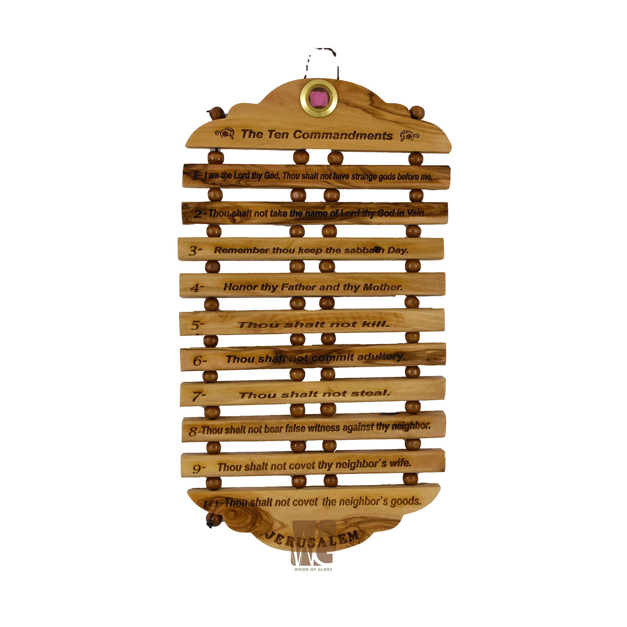 Bethlehem Gifts TM Olive Wood Ten Commandments, Hanging Wall Plaque English