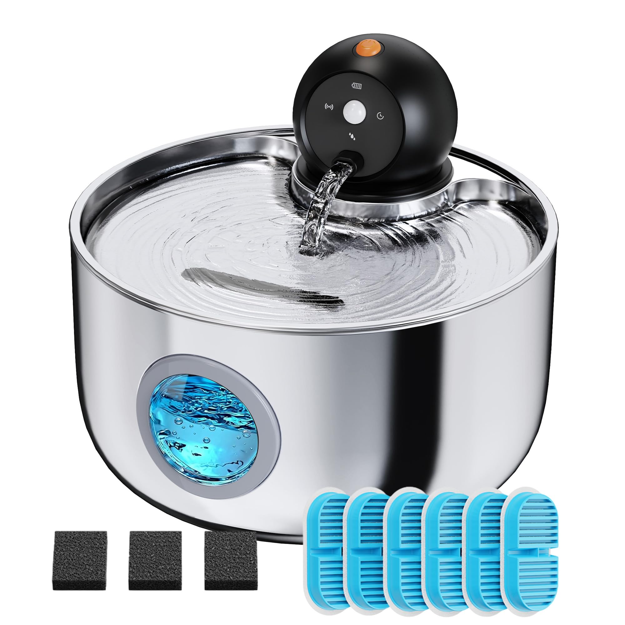 Photo 1 of Cat Water Fountain Battery Operated: Wireless Cat Fountain with 6 filters and 3 sponges - 88oz/2.6L Cordless Pet Dispenser for Cats Indoor with Motion Sensor - Automatic Quiet Waterer for Small Animal