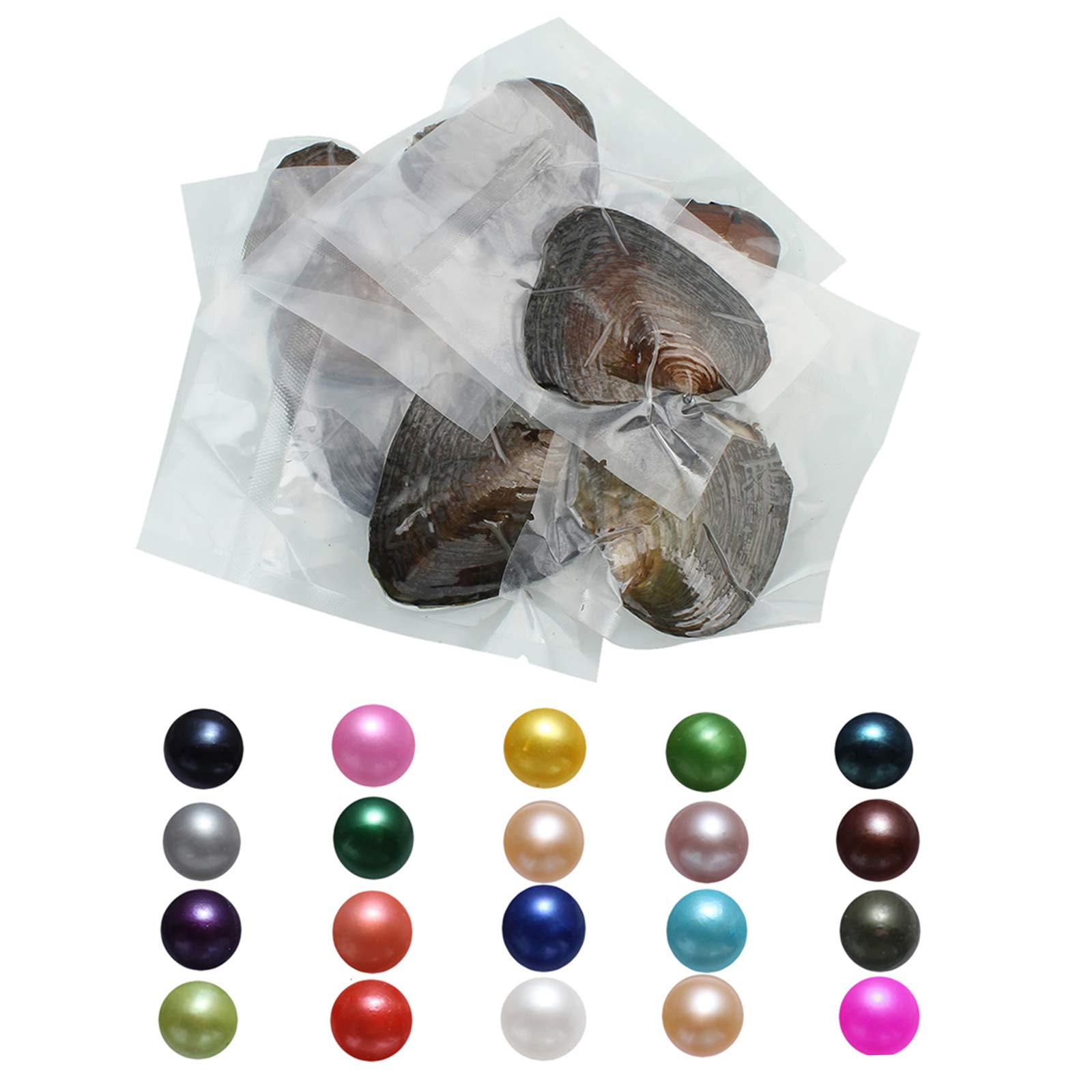 Real Freshwater Round Oysters with Pearl Inside Shell Pearl Beads Gift for Women 7-8mm/15Pcs