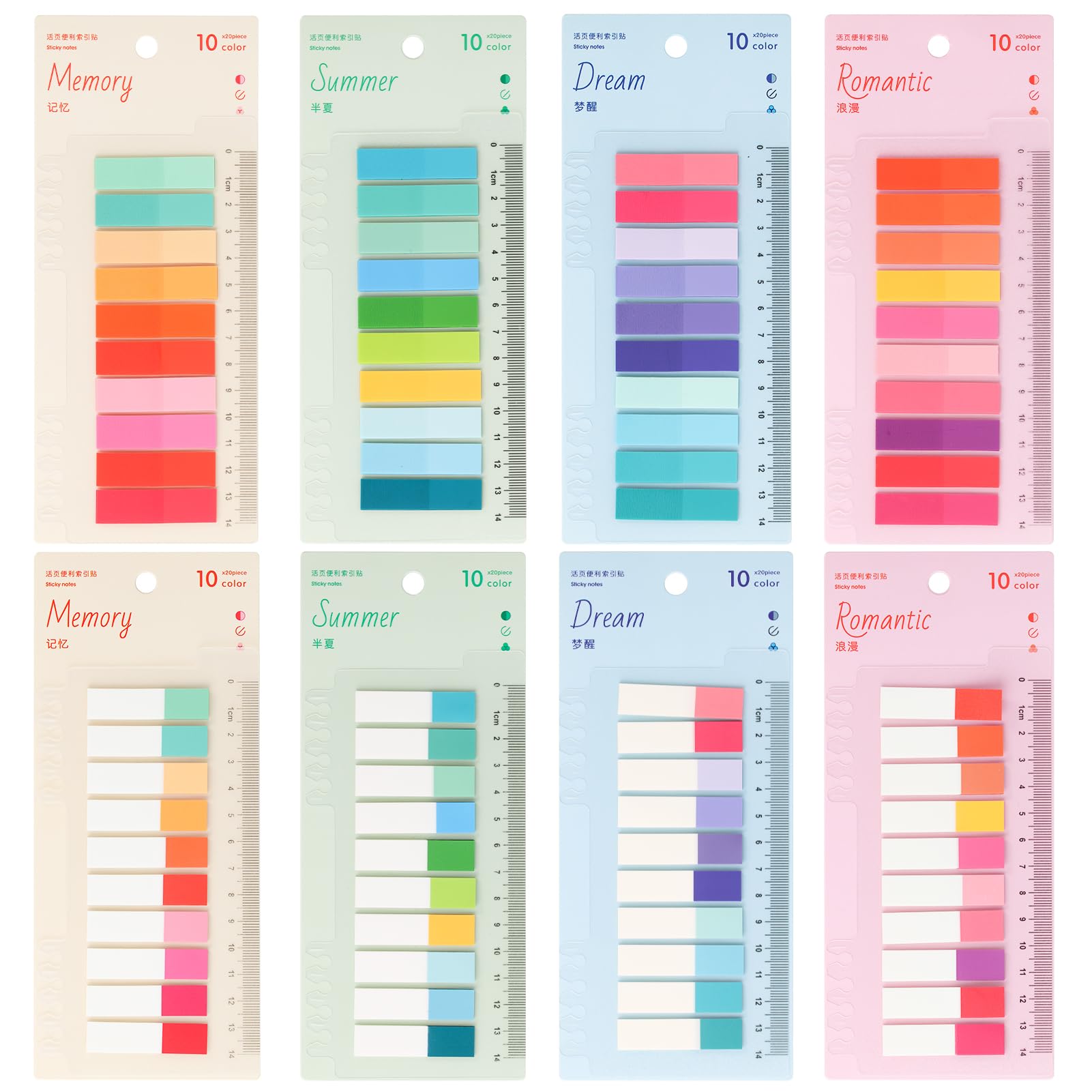 Pack of 1600 Sticky Notes Sticky Notes Transparent Filing Strips Pastel Tabs Aesthetic Stuff Page Marker Poster Strips
