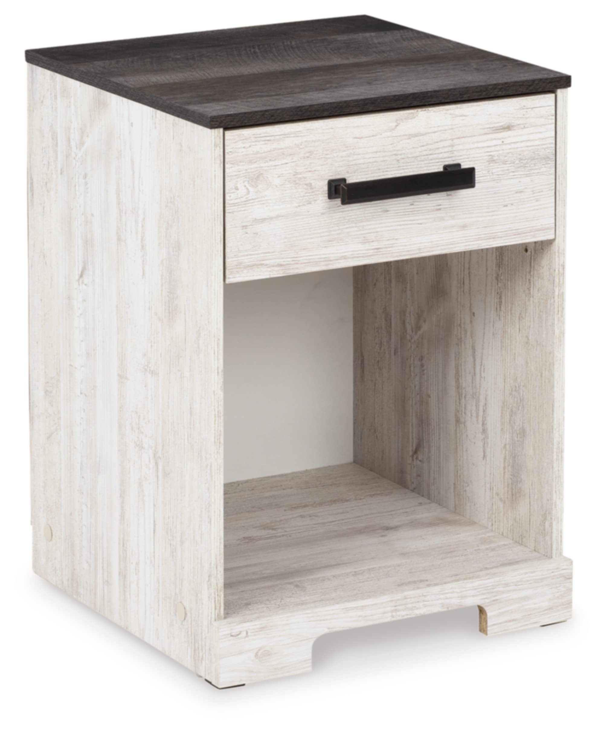 Photo 1 of *** FACTORY SEALED OPENED FOR INSPECTION*** Signature Design by Ashley Shawburn 1 Drawer Night Stand Nightstand, 22.09" Tall, Whitewash & Gray