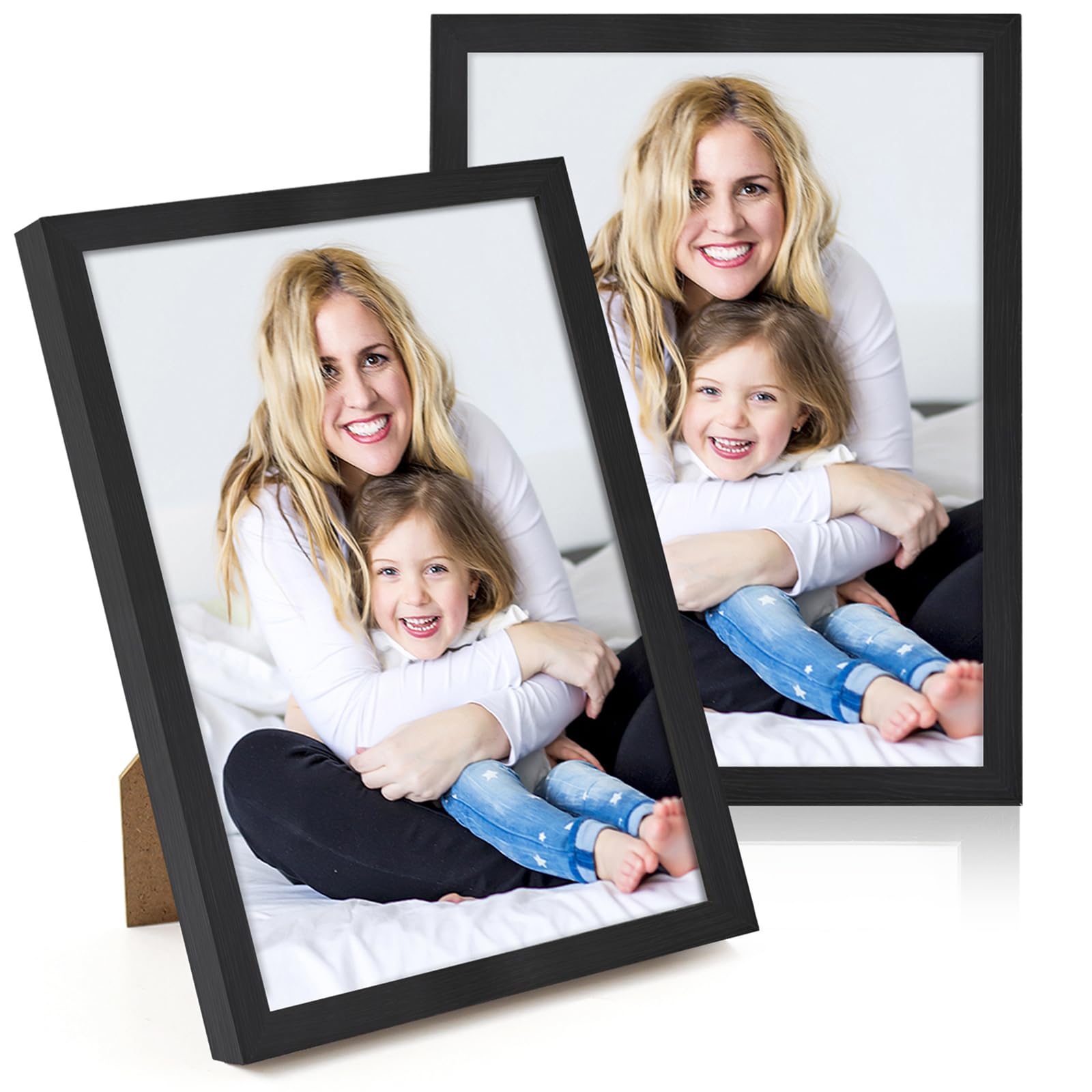 WenYa A4 Black Photo Frames, 2 Pack A4 Picture Frames Wall and Desktop Horizontal Vertical 21x30cm Frames for Family Pictures Display (Black, A4-2pack)