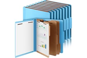 Skyygemm 24 Pcs Classification Folders Letter Size, 3 Divider Pressboard File Folder with Fasteners, Expanding File Organizer Bulk for Teachers, Clergy, Office, Church, Christmas Donations (Blue)