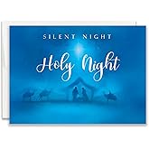 JBH Creations Silent Night Religious Christmas Card with Scripture - Pack of 24
