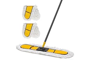 NEWE 24'' Commercial Dust Mop for Floor Cleaning, Heavy Duty with 2 Washable Cotton Refills, Wet and Dry Flat Mop for Hardwoo