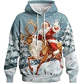 HSKLHBDIL Christmas Hoodie Funny Santa Claus Print Sweatshirt Pullover for Men Women