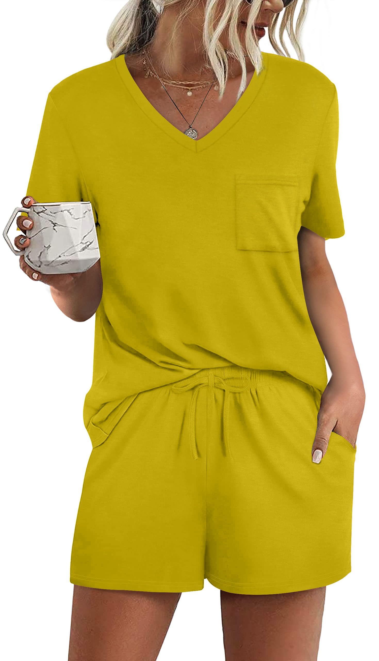 RUBZOOF Women's Short Sleeve Pajama Sets with