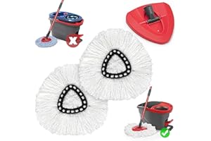 NEWE Mop Heads Replacements 2 Pack with Triangle Base for Vileda RinseClean 2 Tank System, Microfiber Spin Mops Replace Refil