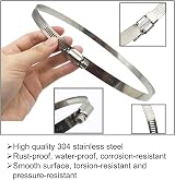 EesTeck 5 Inch Adjustable Hose Clips 304 Stainless Steel 118-140mm (4 Pcs) view 2