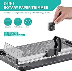 Rotary Paper Cutter, 3-in-1 Paper Trimmer, 12 Inch