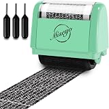 Miseyo Wide Identity Theft Protection Roller Stamp Set Mint Green 3 Refills