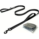 Heavy Duty Dog Leash - 2 Handles by Padded Traffic Handle for Extra Control, 6foot Long - Perfect for Medium to Large Dogs (6 ft, Black)