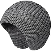 LLmoway Knit Beanie with Earflap Warm Winter Hat Soft Lightweight Stocking Cap for Men Women Youth Cold Weather Outdoor