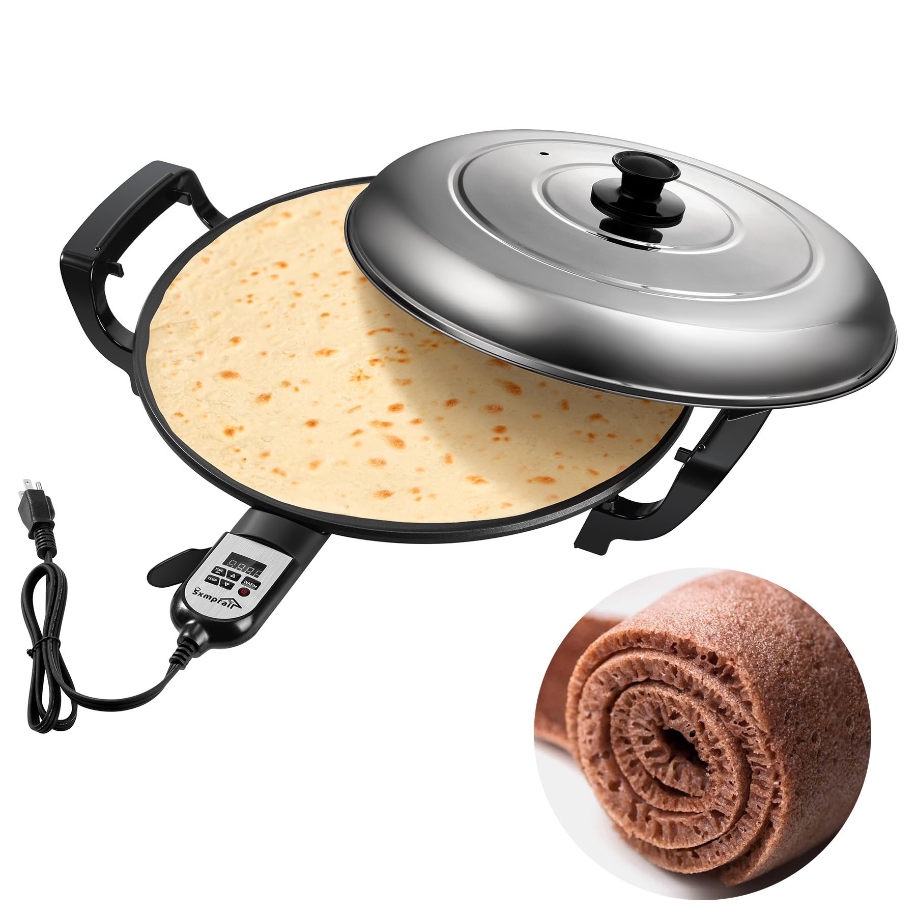 Photo 1 of 18.5" Ethiopian Injera Maker Mitad (Mogogo) Electric Griddle Adjustable Temperature & Time, Non-Stick Surface, Even Heating, Maker Norwegian Lefse, Swedish Pancake, Indian Dosa & Flatbreads