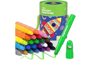 24 Colors Twist Crayons for Toddlers, Non-Toxic Washable Crayons for Ages 4-8 with Storage Bucket, Ultra-Silky and Easy to Ho