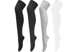 Chalier Apparel Womens Thigh High Socks Cotton Striped Over the Knee Socks Long Knee High Stockings for Women