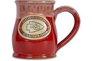 Greater Distance NFL Football Kansas City Chiefs 14 oz Two-Tone Tall Belly Mug, Handmade Large Ceramic Coffee Mug With Team Logo for True Fans, Premium Deneen Pottery Made in USA