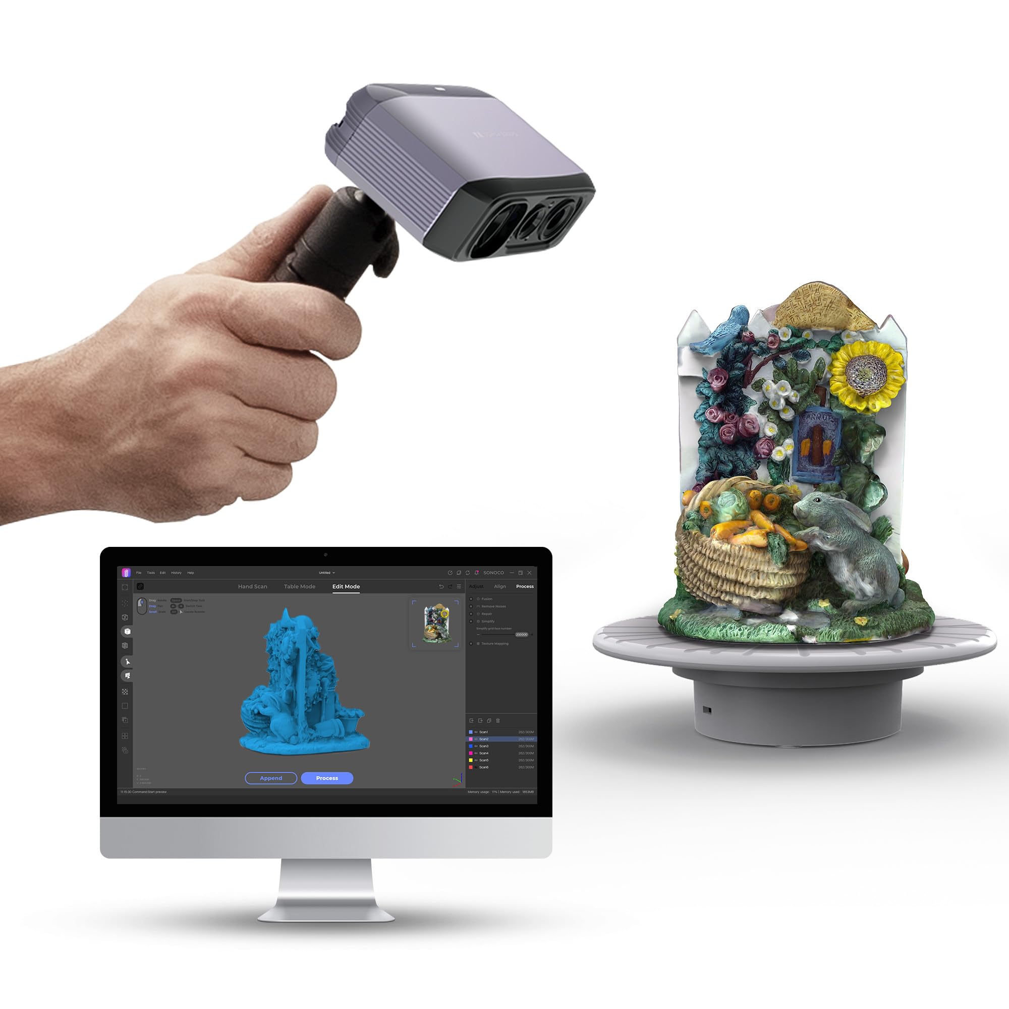 Photo 1 of 3DMakerpro 3D Scanner for 3D Printing, Handheld 3D Printer Scanner 0.05mm Precision, 10FPS Scanning Speed for Medium Object, Support for Android/iOS/Win/MacOS, Moose Lite Advanced