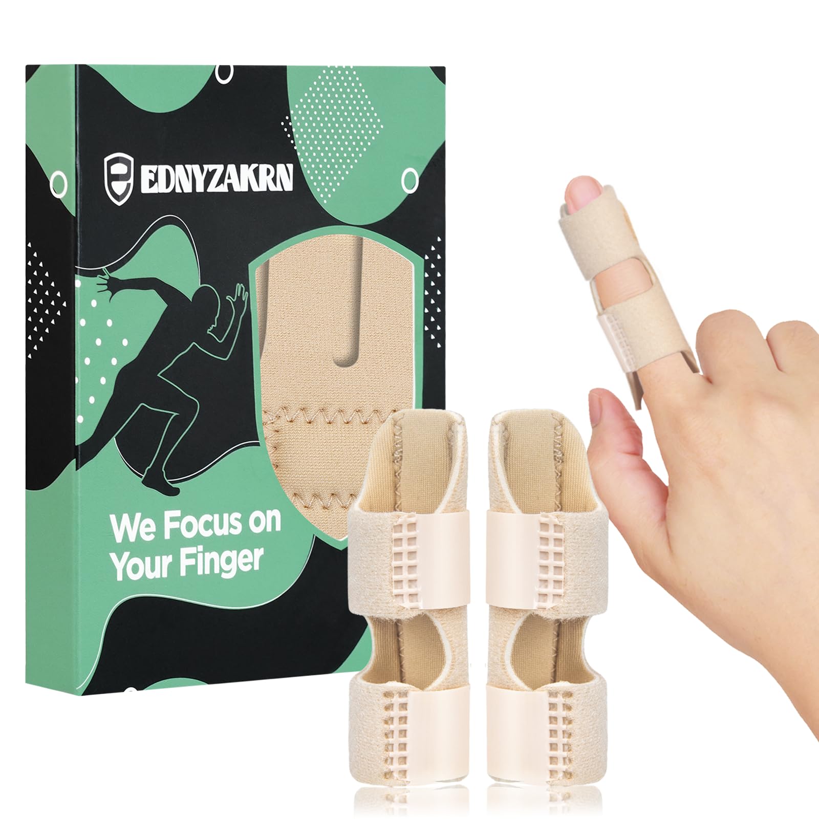 Photo 1 of EDNYZAKRN Finger Splints, Finger Brace for Trigger Finger - Broken Finger - Arthritis - Straightening - Support for Index - Middle - Ring