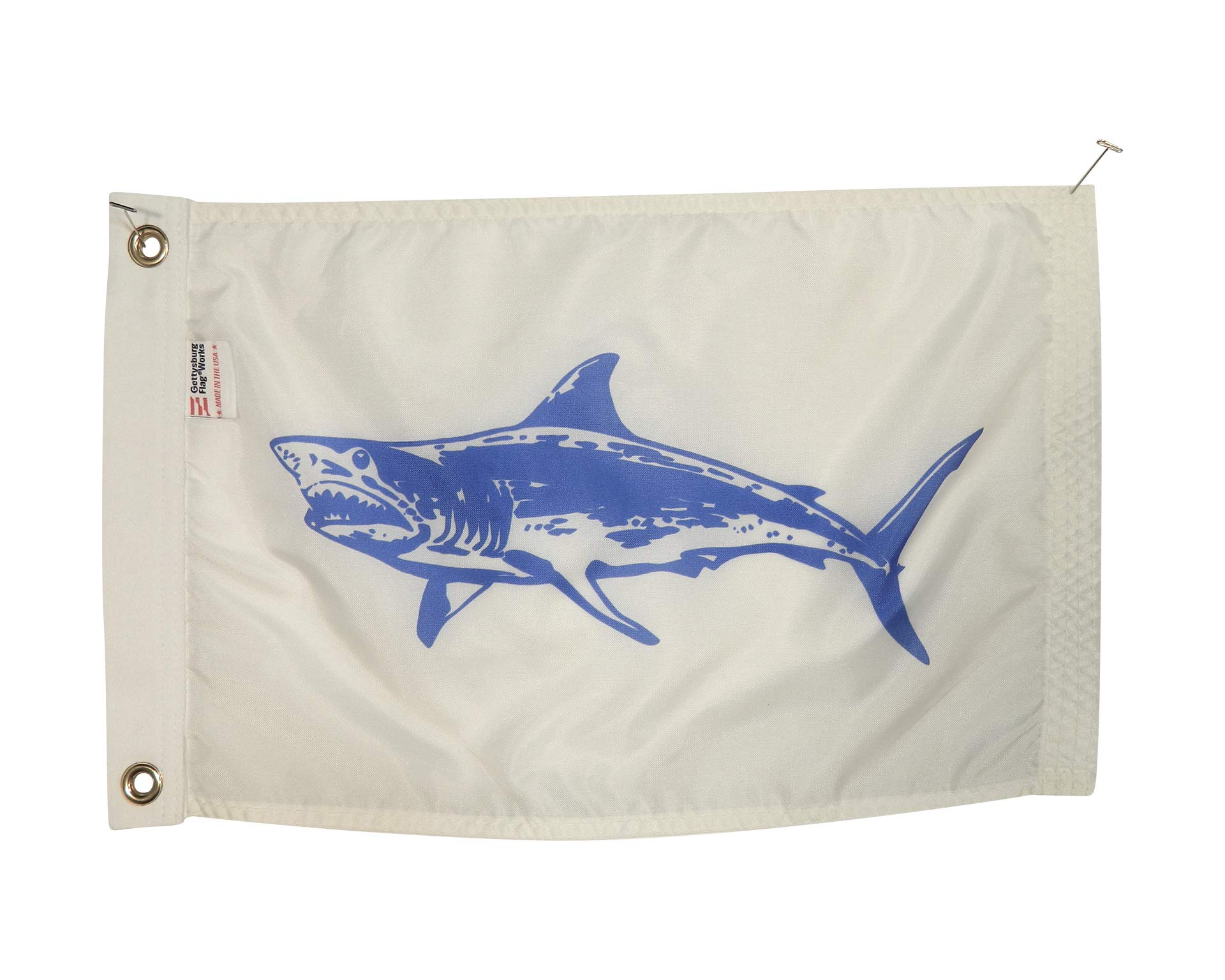 12 x 18 inch Mako Shark Boat Fishing Flag, Durable All-Weather Nylon with Grommets for Outdoors, Made in USA