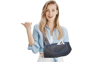 DouHeal Arm Sling, Upgraded Straps, Ultimate Comfort, Convenient Pocket, Arm Sling Shoulder Immobilizer for Shoulder Injury, Elbow Injury, Wrist Injury, Fractured Bones, Rotator Cuff Support (M, Black & Blue)
