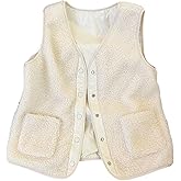Verdusa Women's Teddy Coat Vest Winter Clothing Sleeveless Button Up Sherpa Jacket with Pockets