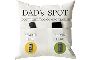 ONFAON Father's Day Throw Pillow Case, Dad's Spot Throw Pillow Covers 18 x 18 Inch，Dad Gifts from Daughter Son，Birthday Christmas Thanksgiving Day Gifts for Papa Stepdad ，2-Pocket