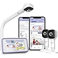 HUBBLE CONNECTED SkyVision Pro Twin AI-Enhanced HD Smart Baby Monitor, 2 Cameras, Parent Unit, Mounts, Smart Rollover & Cry Detection, AI Sleep Report, 2-Way Talk, Night Vision, Light & Sounds, App