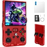 R36MAX Retro Handheld Game Console, Portable Retro Gaming Console 4.0'' IPS HD Screen and Linux System, Support 30+ Emulator and 64GB TF Card Video Game Consoles, 4000mAh Battery (Red 64GB)