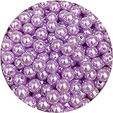 200pcs 10mm Pearl Beads Satin Luste Round Loose Plastic Pearl Craft Beads for Jewelry Making Earring Bracelet Necklace Key Chains Sewing Crafts Decoration (Purple)