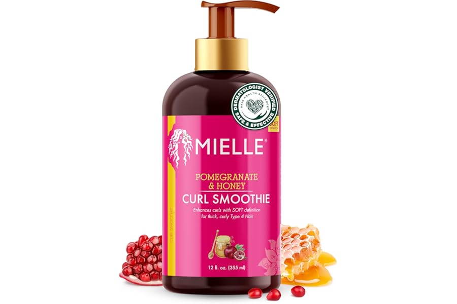 Mielle Organics Pomegranate & Honey Curl Enhancing Smoothie – Moisturizing Curly Hair Cream for Type 4 Curly & Coily Hair – Softens, Strengthens & Defines Curls (12 Fl Oz)