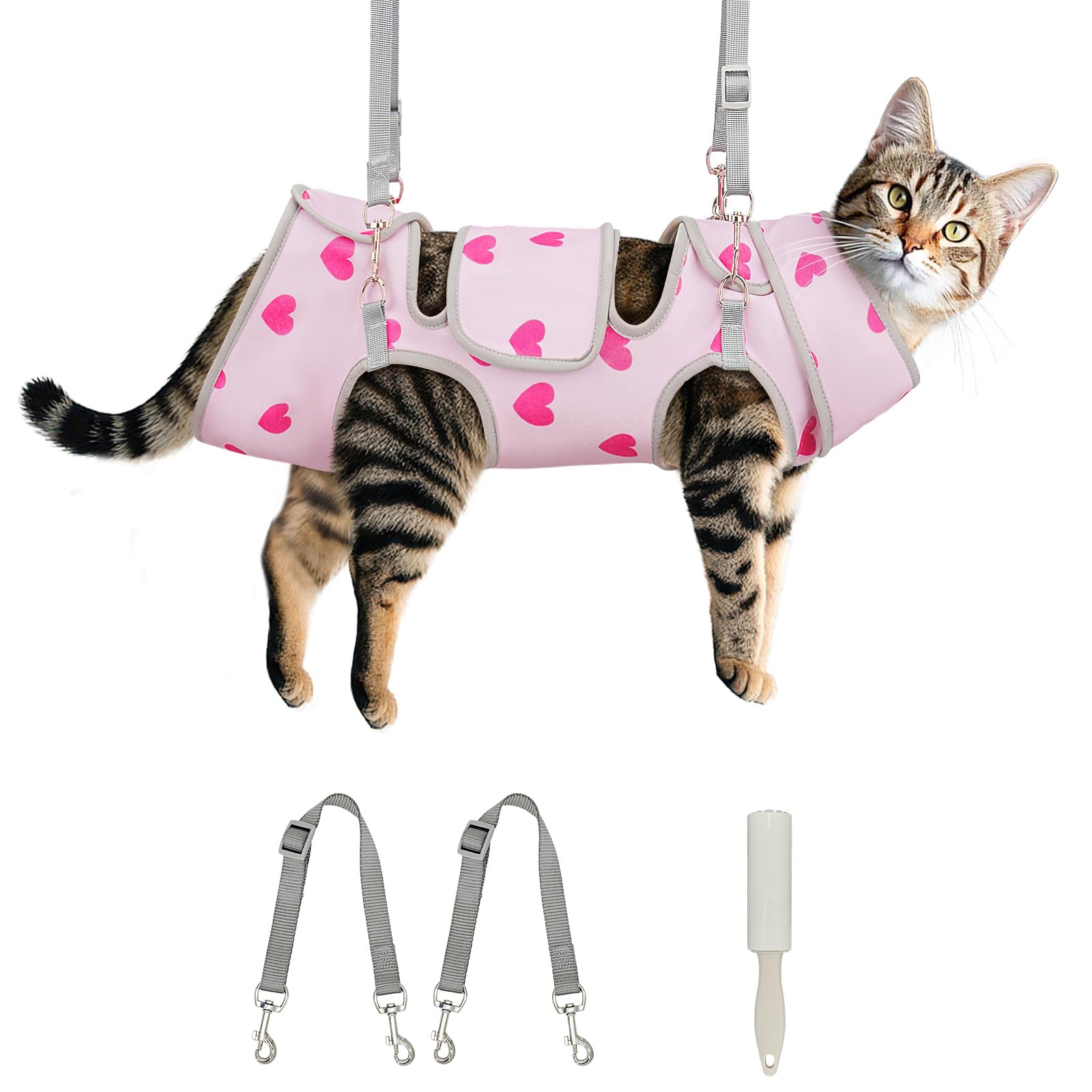 Photo 1 of Cat Grooming Hammock, Self-Adherent Wrap for Cutting Nails, Anti-Escape Calming Grooming Bag for Medicine, Nail Clipping, Teeth Brushing, Ear Cleaning