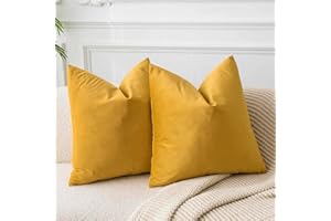 JUSPURBET Gold Luxury Velvet Throw Pillow Covers 18x18 Set of 2 for Sofa Couch Bed,Decorative Soft Solid Cushion Cases