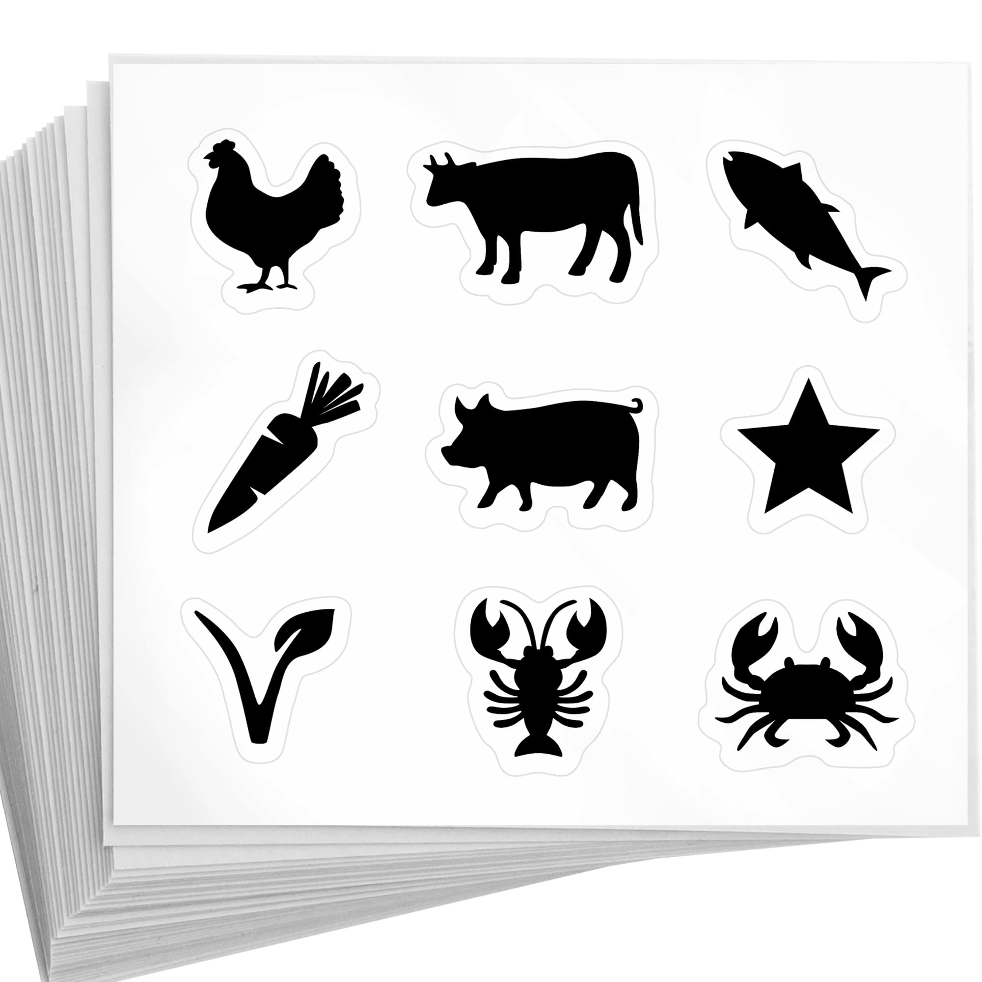 Photo 1 of LEMBANG 50 Sheets?450 pcs? Meal Choice Stickers,Meal Selection Stickers for Place Cards,Chicken/Beef/Fish/Etc. (Black)