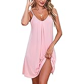 Marvmys Women's Spaghetti Strap Nightgown Sleeveless Short Slip Sleep Dress Loose V Neck Chemise Sleepwear
