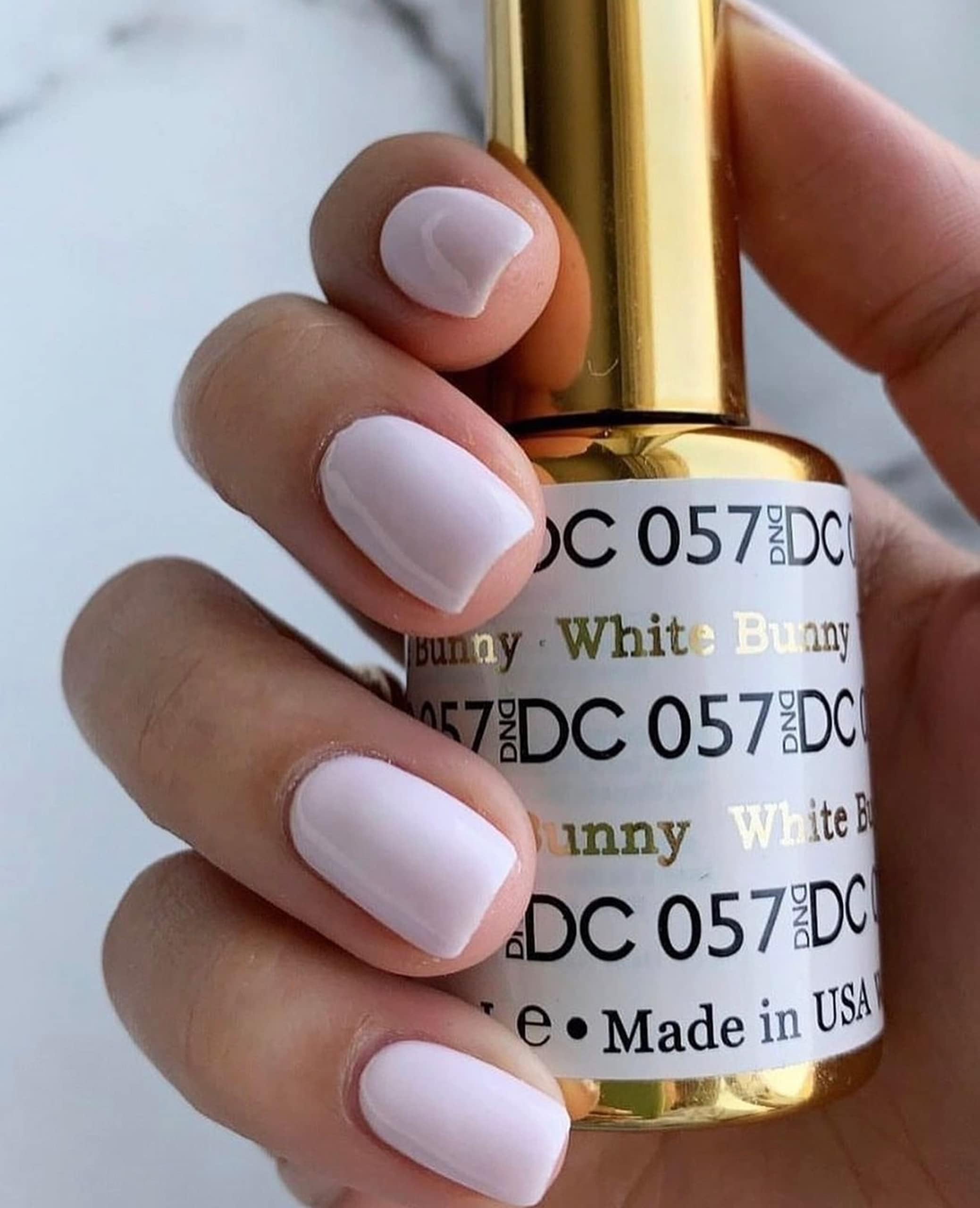 DND DC Gel Polish Set, White Collection, UV/LED Gel Polish and Air Dry Nail Lacquer, Matching Chip-Free Polish Duo, 057 White Bunny, 0.5 Fl Oz - Image 8