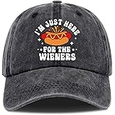 DLTRXMY Unisex Adult Black Baseball Cap, One Size Fits Most Cotton, Funny Hot Dog Design, Sun Protection, Moisture Wicking