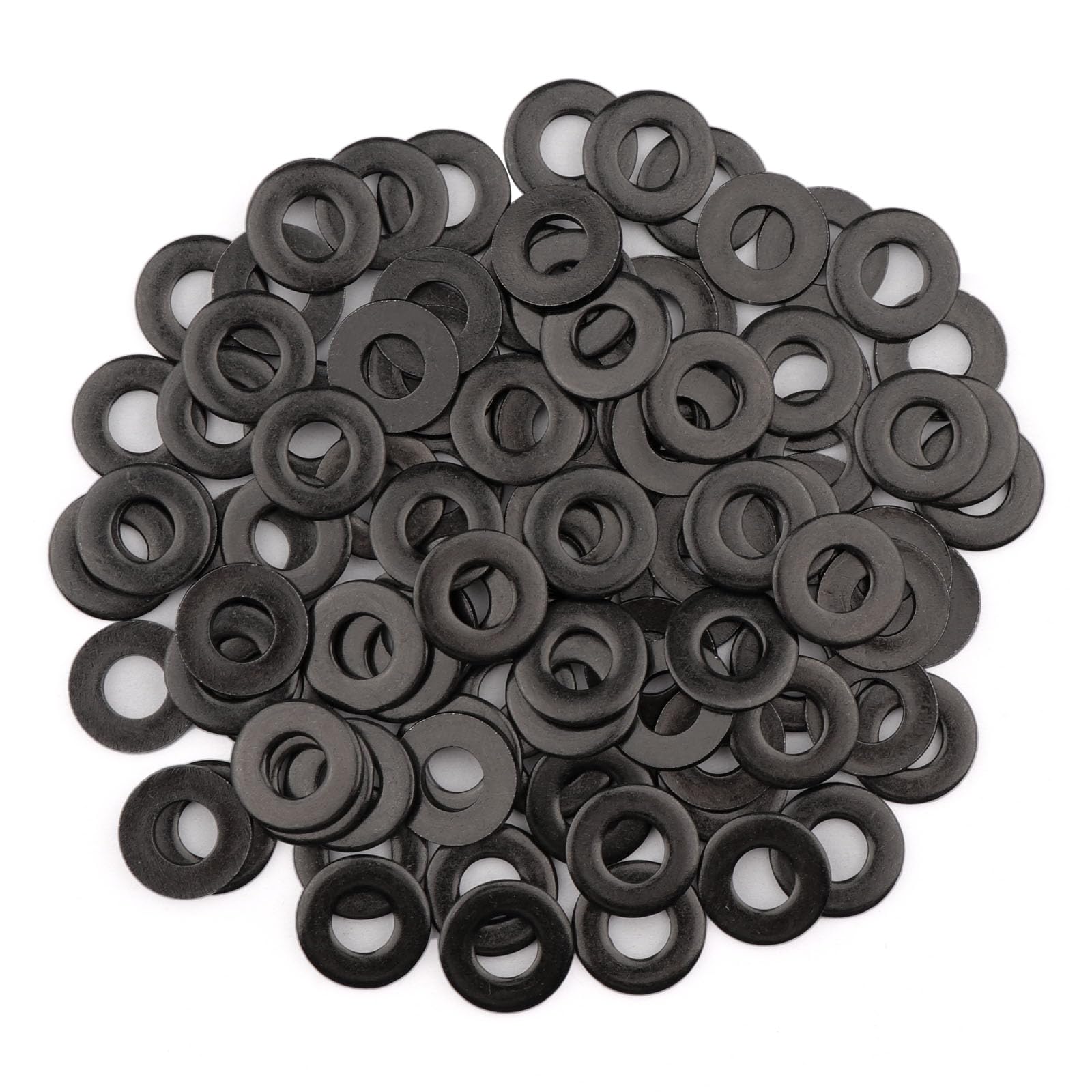 Photo 1 of 100 pcs #12 x 9/16" SAE Black Flat Washers 304 Stainless Steel Universal Flat Washer,1.5mm Thick