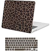 MOSISO Compatible with MacBook Air 15 inch Case 2026-2023 M4 A3241 M3 A3114 M2 A2941, Reduces-Fingerprints Cheetah Spots PU Leather Coated Hard Shell&Keyboard Skin for MacBook Air 15 inch Case, Brown