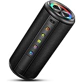 Portable Bluetooth Speaker, Bluetooth 5.4 Wireless Speaker with 20W HD Loud Stereo Sound, 20H Playtime, IP7 Waterproof, LED Lights, TWS Pairing, Built-in Mic, for Outdoor, Home, Party, Beach, Gift