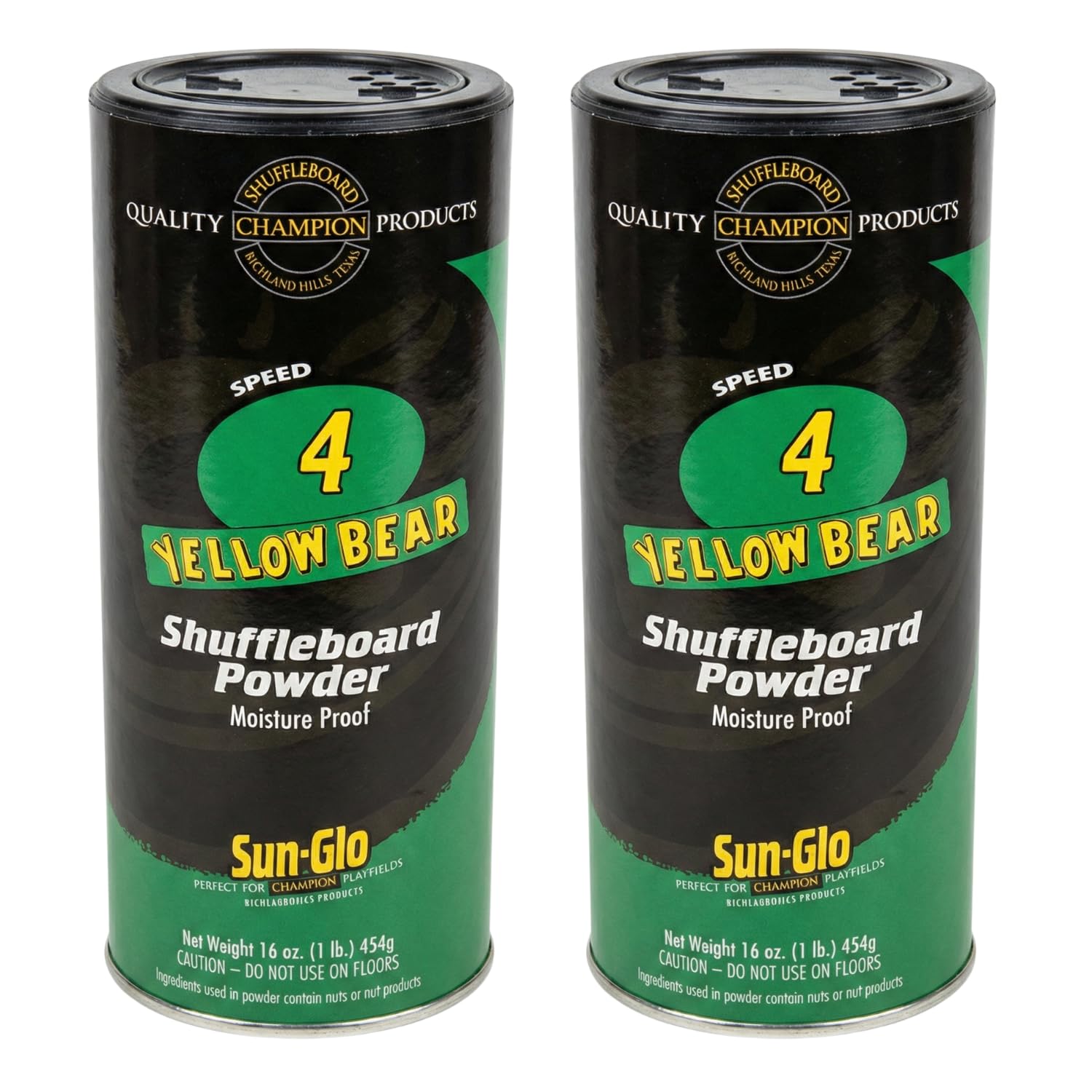 Twin Pack of Sun-Glo #4 Speed Yellow Bear Shuffleboard Powder Wax