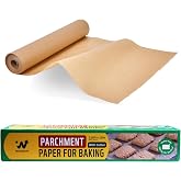 Unbleached Parchment Paper Roll, 15 in x 210 ft Unbleached Non-Stick Baking Paper, Heat Resistant & Food Grade Brown Parchmen