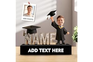 Personalized Graduation Figurine Acrylic Desk Ornament, Custom Photo Figures Cartoon Style Name Plate for Desk Desktop Decor 